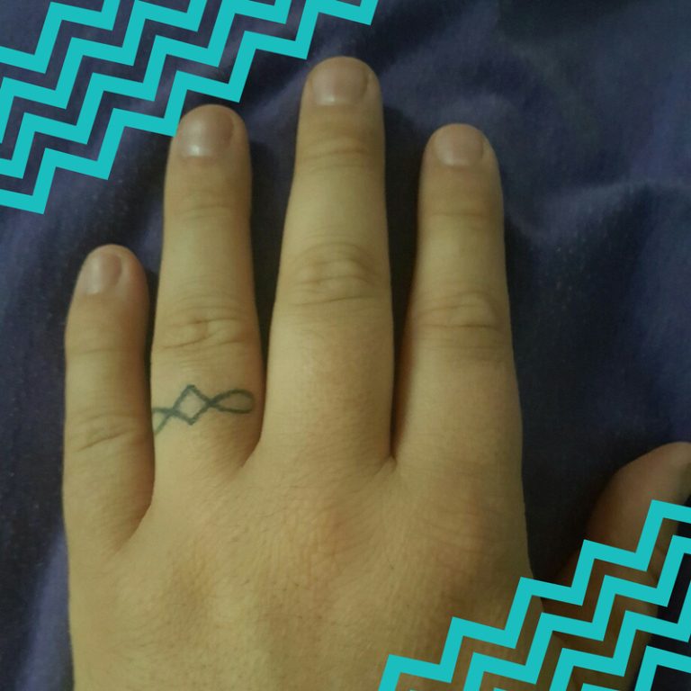 Ichthus, infinity wedding ring tattoo